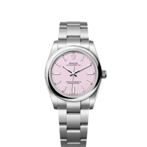rolex oyster perpetual 34mm oystersteel candy pink dial smooth bezel oyster bracelet ref 124200 0009 3469568 1280x
